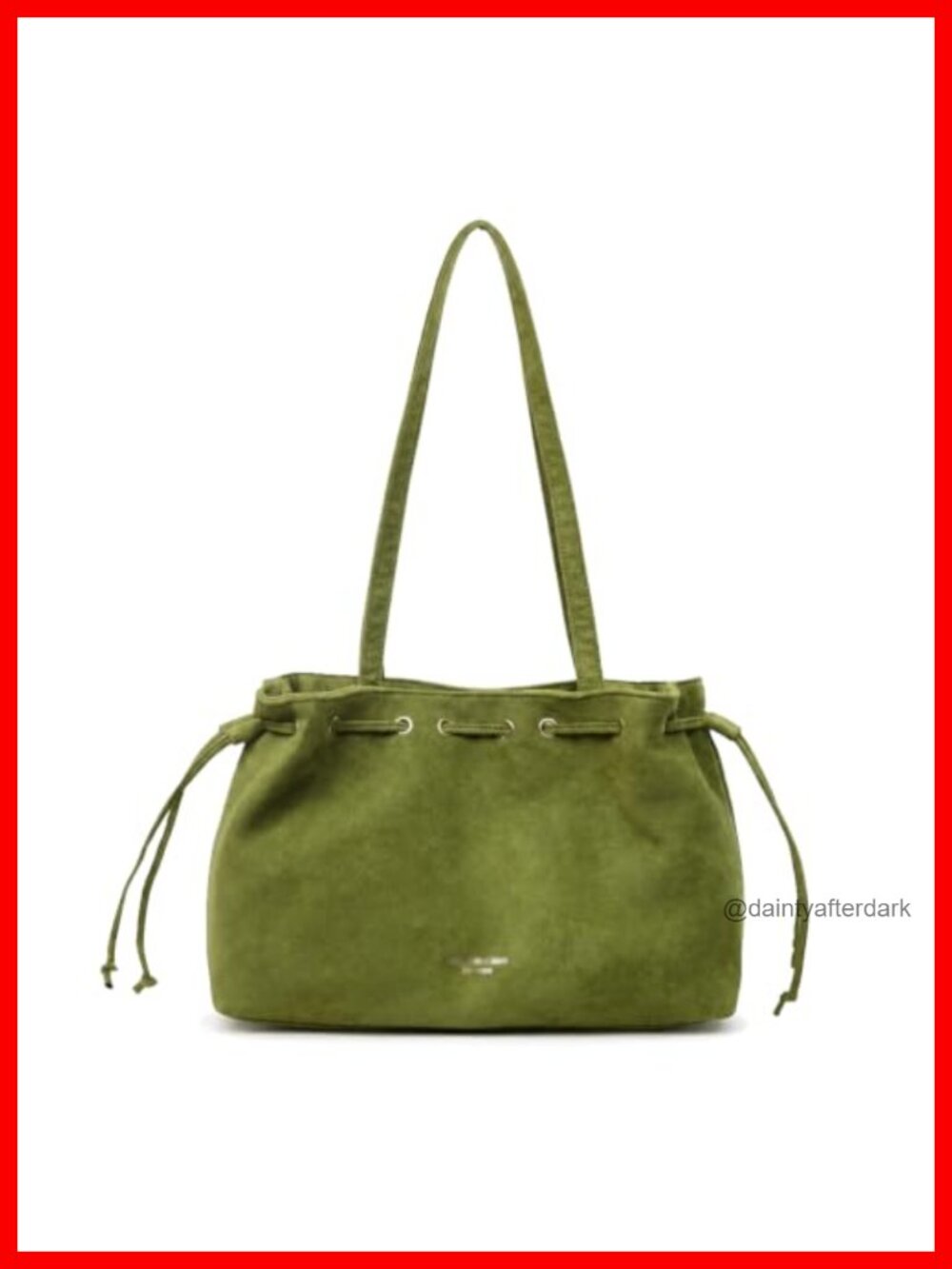 Vintage Suede Drawstring Bucket Bag Slouchy Hobo Shoulder Purse